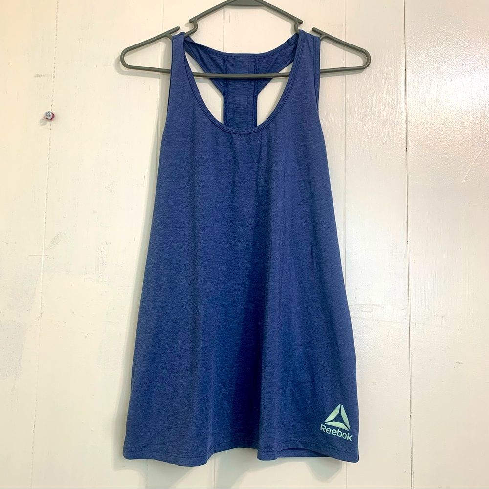 Reebok Sport Top Denim Blue Racerback Sleeveless Activewear Top Size L.
